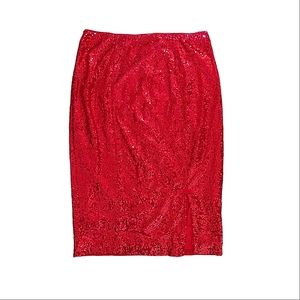 Belle Poque Red Sequin Pencil Skirt Sz XL